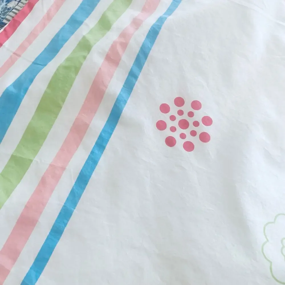 Vintage Twin Size Duvet Cover Mid Century MCM Bedding Floral Print Pink White